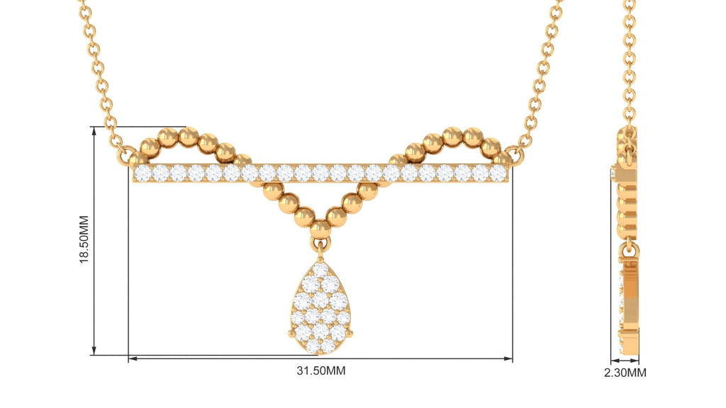 3/4 CT Designer Moissanite Bar Drop Necklace in Pave Setting
