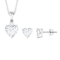 2 Carat Solitaire Moissanite Heart Pendant and Earrings Set