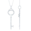 Moissanite Key Necklace – Heart Pendant in 3 Prong Setting | Elegant Jewelry Gift