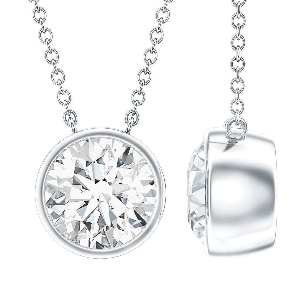 Bezel Set Cubic Zirconia Solitaire Necklace with Silver Chain