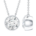 Bezel Set Cubic Zirconia Solitaire Necklace with Silver Chain