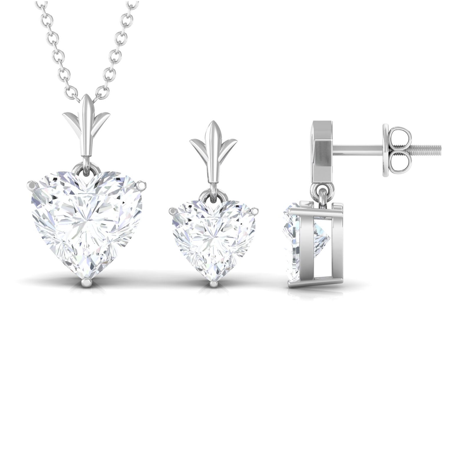Certified Moissanite Heart Jewelry Set for Women