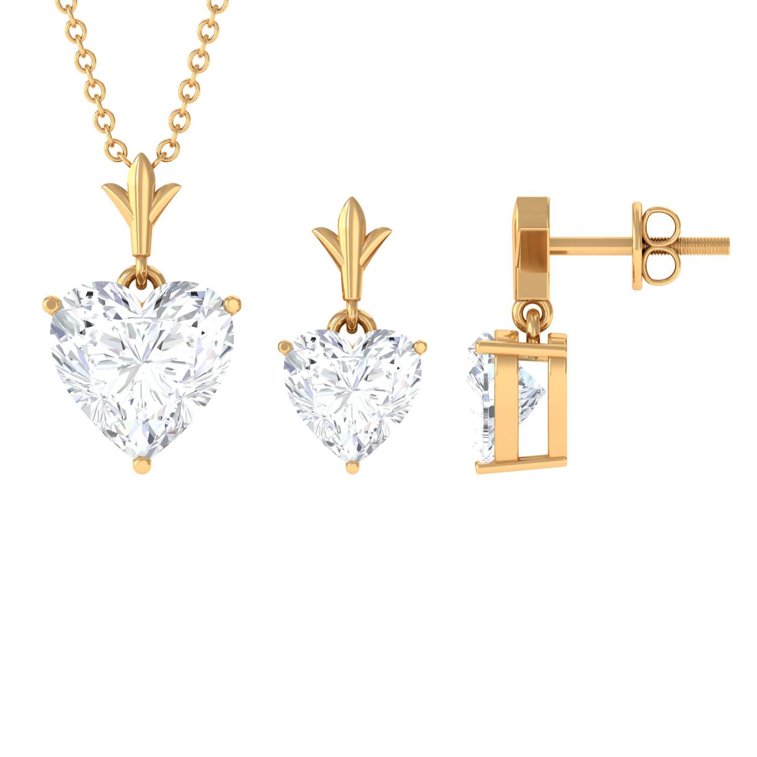 Certified Moissanite Heart Jewelry Set for Women