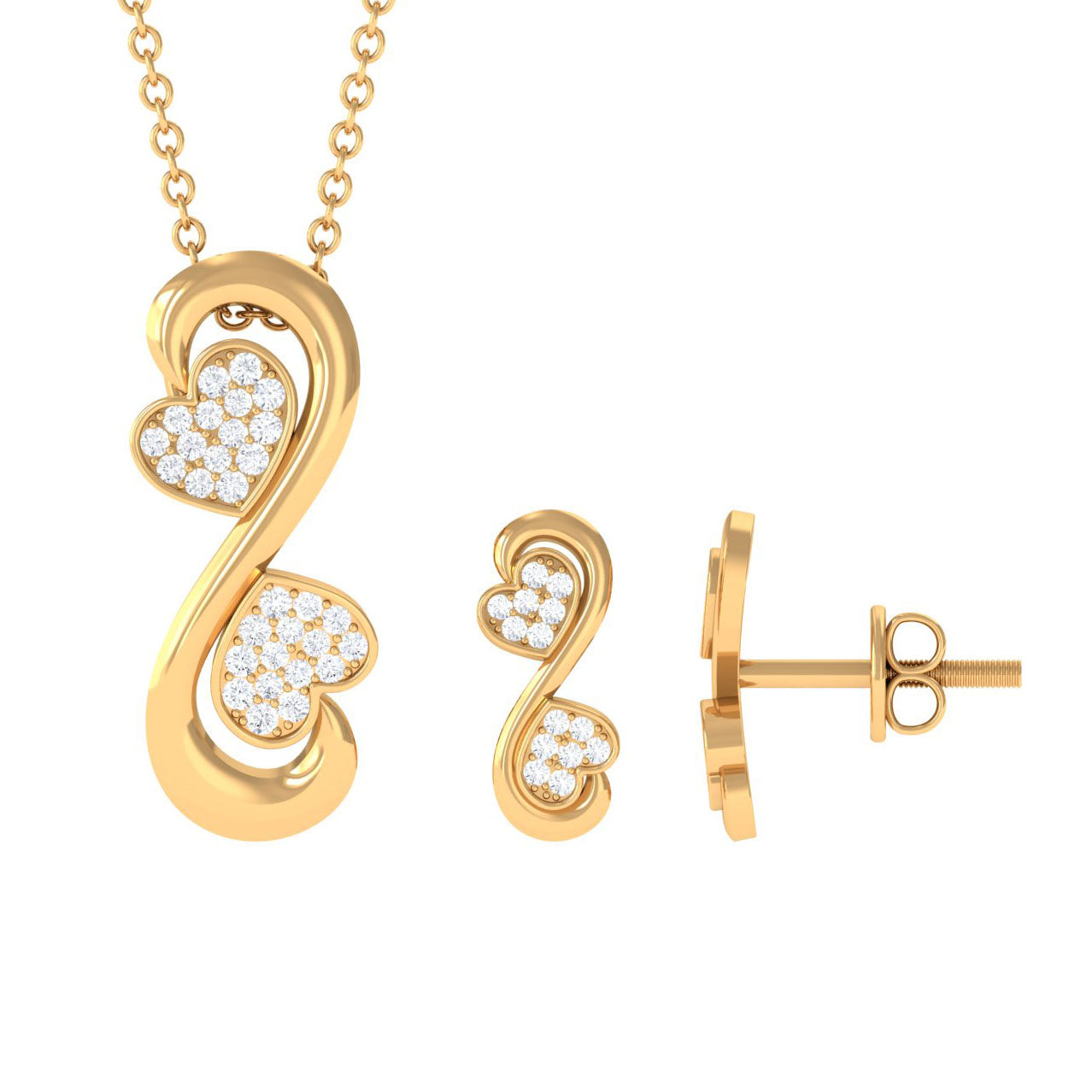 Moissanite Heart Jewelry - Infinity Motif Design | Durable Pave Setting Set