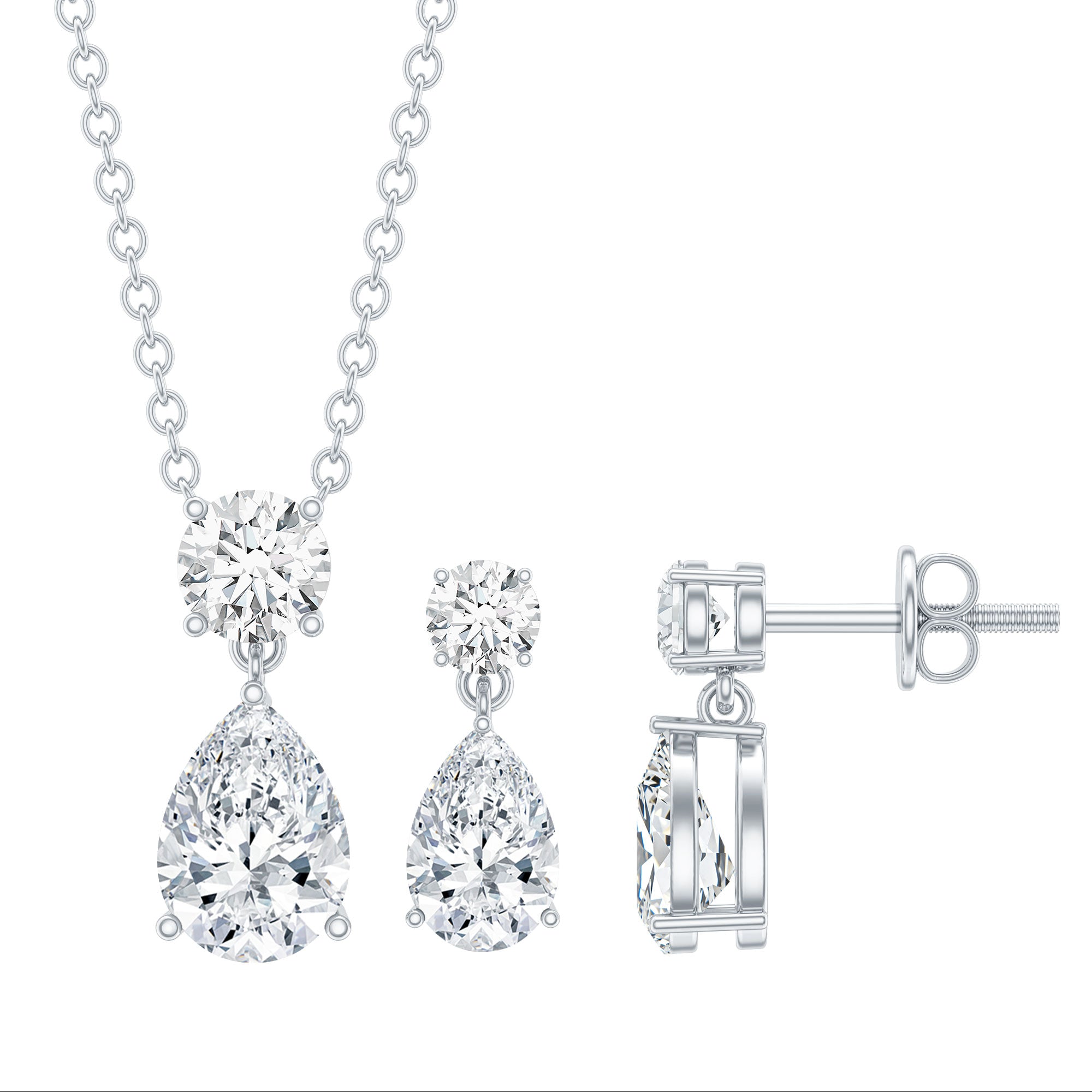 Certified 3 Carat Cubic Zirconia Drop Necklace and Earrings Set