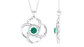 Emerald Pendant Necklace - Floral Design Jewelry with Sparkling Diamond Accents