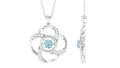 Flower Pendant Necklace – Modern Pendant Design with Round Aquamarine Gem & Diamonds