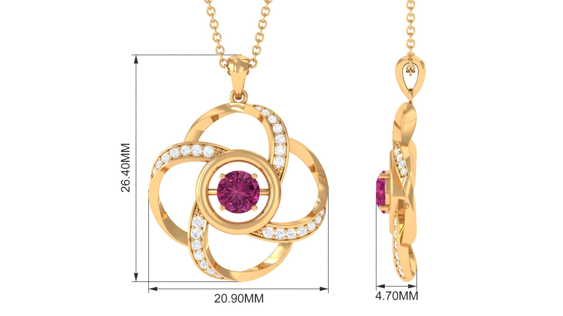 Pink Tourmaline Pendant – Diamond Flower Necklace With Sparkling Accents
