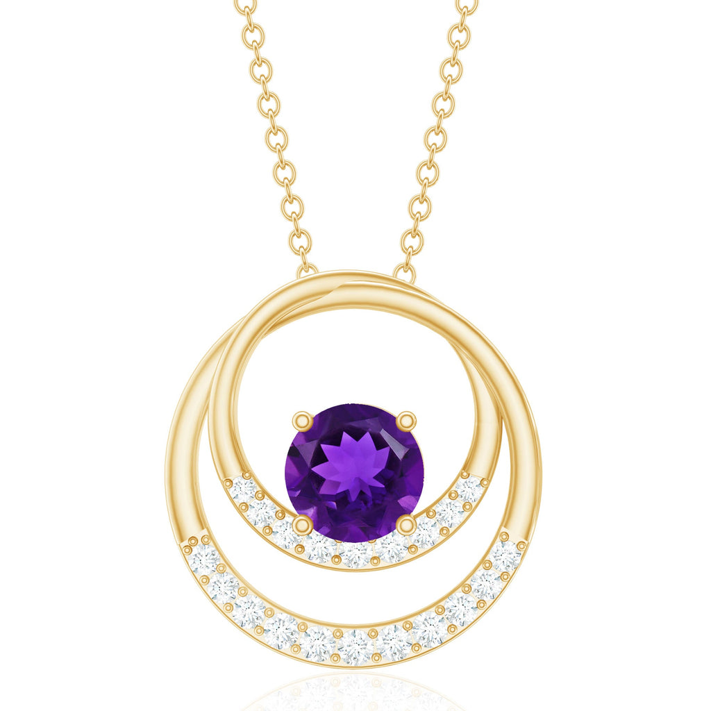 Natural 1.2 Carat Amethyst Eternity Necklace with Diamond
