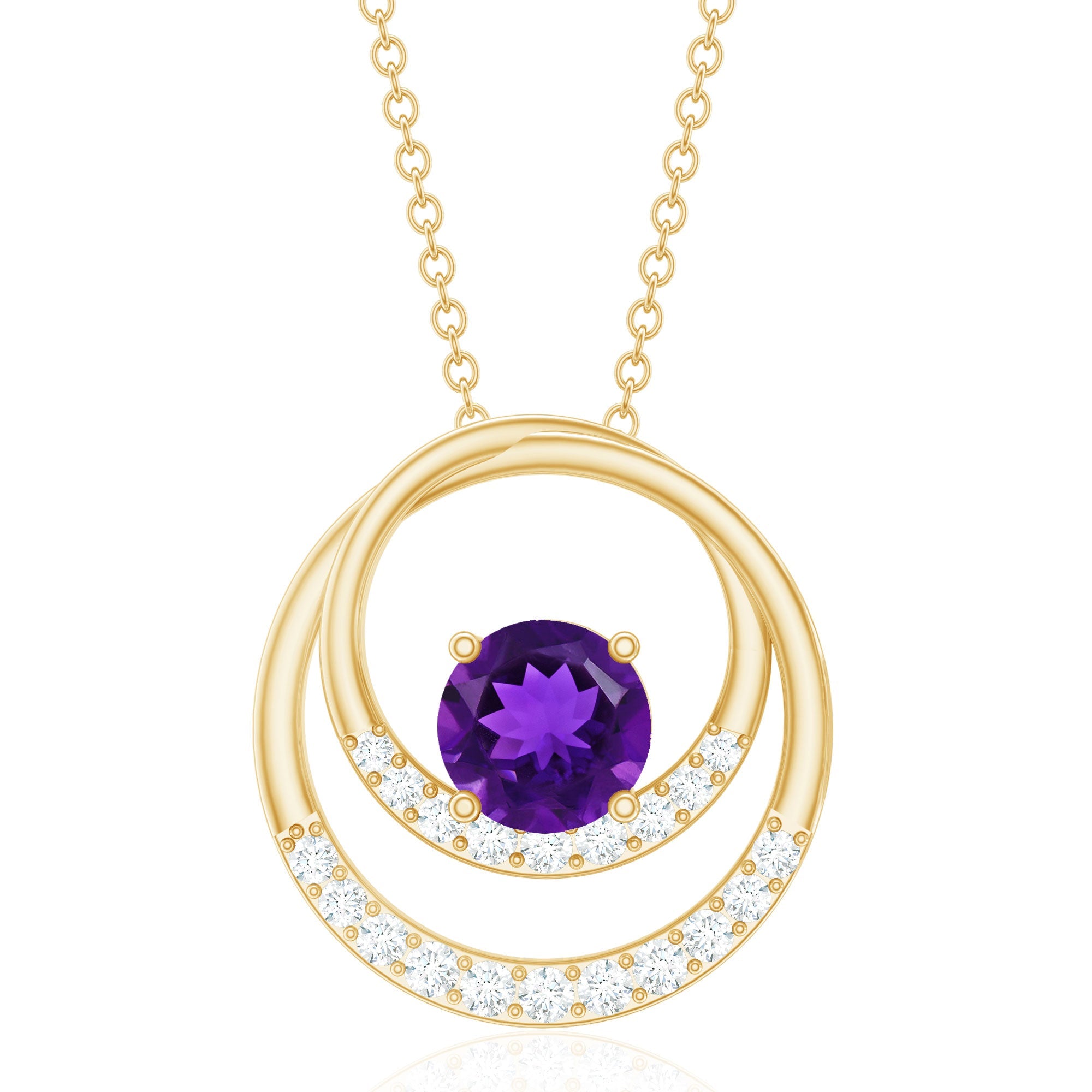 Natural 1.2 Carat Amethyst Eternity Necklace with Diamond