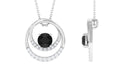 Natural 2 Carat Black Onyx Circle in Circle Necklace with Diamond