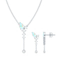 Ethiopian Opal Necklace – Natural Opal Jewelry Set With Teardrop Pendant & Moissanite Earrings