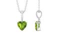 Peridot Solitaire Pendant – Heart Shape Necklace with Diamond Accent Bail by Rosec Jewels