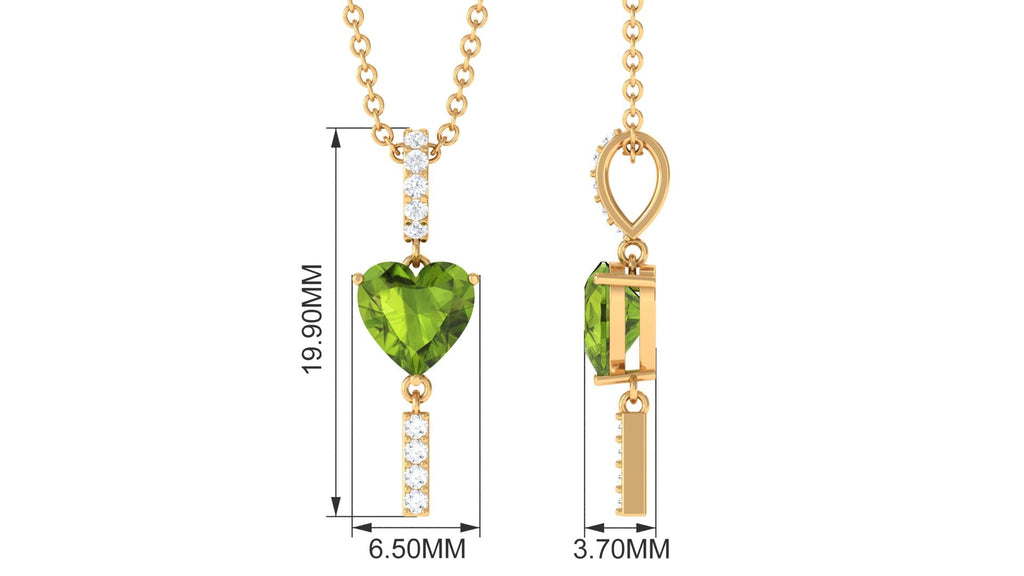 Peridot Heart Pendant – Romantic Heart Shaped Jewelry With Diamond Bar Necklace