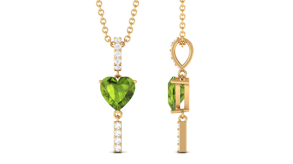 Peridot Heart Pendant – Romantic Heart Shaped Jewelry With Diamond Bar Necklace
