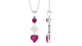 Pink Tourmaline Pendant – Heart Shape Pendant with Diamond Dangle Necklace by Rosec Jewels