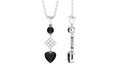 Natural Black Onyx Heart Drop Pendant Necklace with Diamond