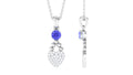 Tanzanite Heart Pendant - Beaded Heart Jewelry with Sparkling Diamond Drop Necklace