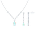 Ethiopian Opal Jewelry Set – Bridal Teardrop Pendant Necklace & Moissanite Earrings