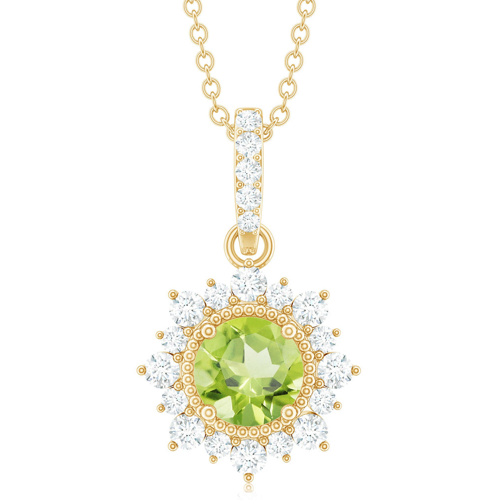 Peridot Halo Necklace – AAA Quality Round Cut Peridot Diamond Pendant Jewelry