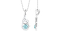 Aquamarine Pendant Necklace – 6mm Blue Gemstone With Diamond Twisted Frame