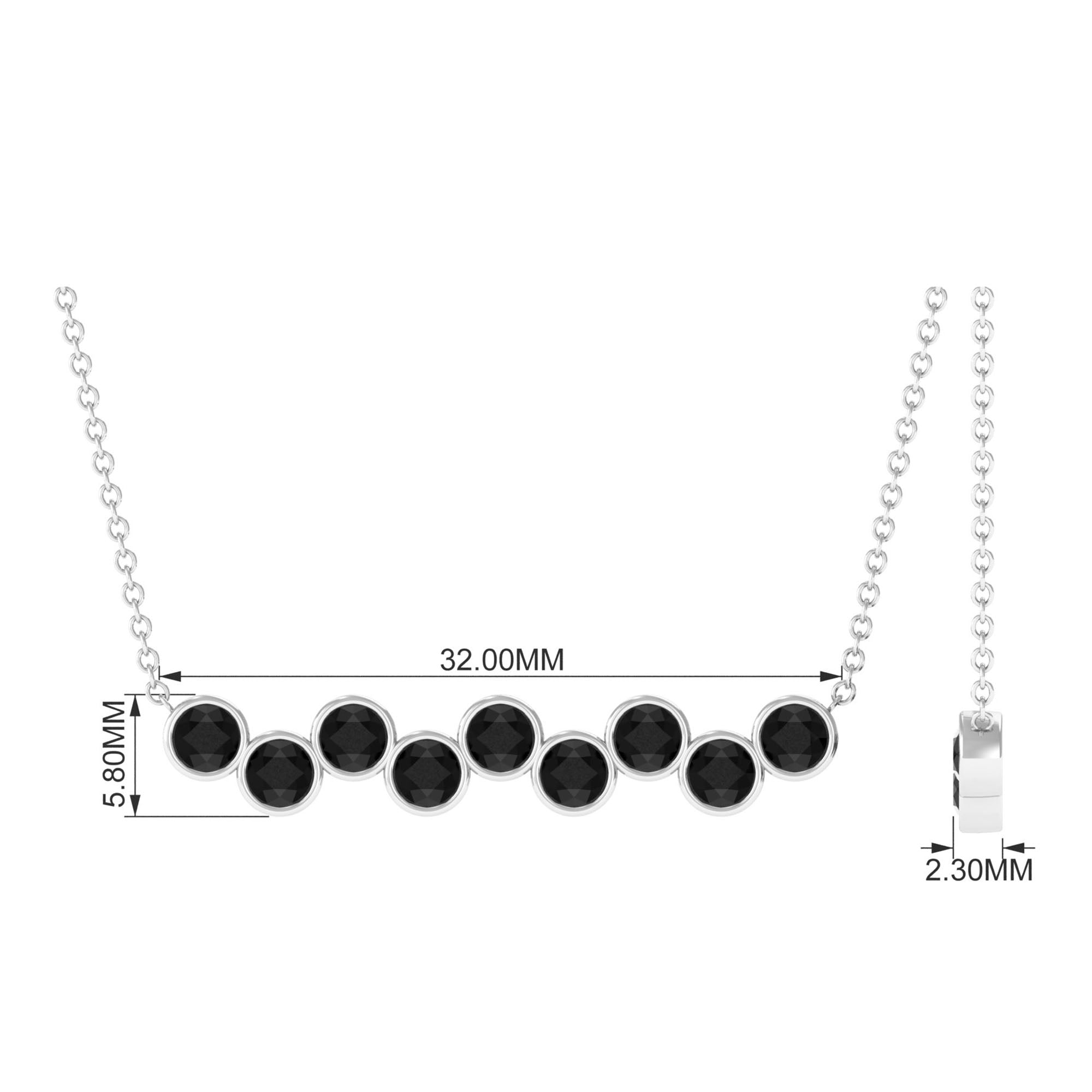 Black Onyx Necklace – 9 Stone Bar Pendant With Bezel Setting, Elegant Design