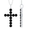 Certified Real Black Onyx Cross Pendant Necklace with Silver Chain
