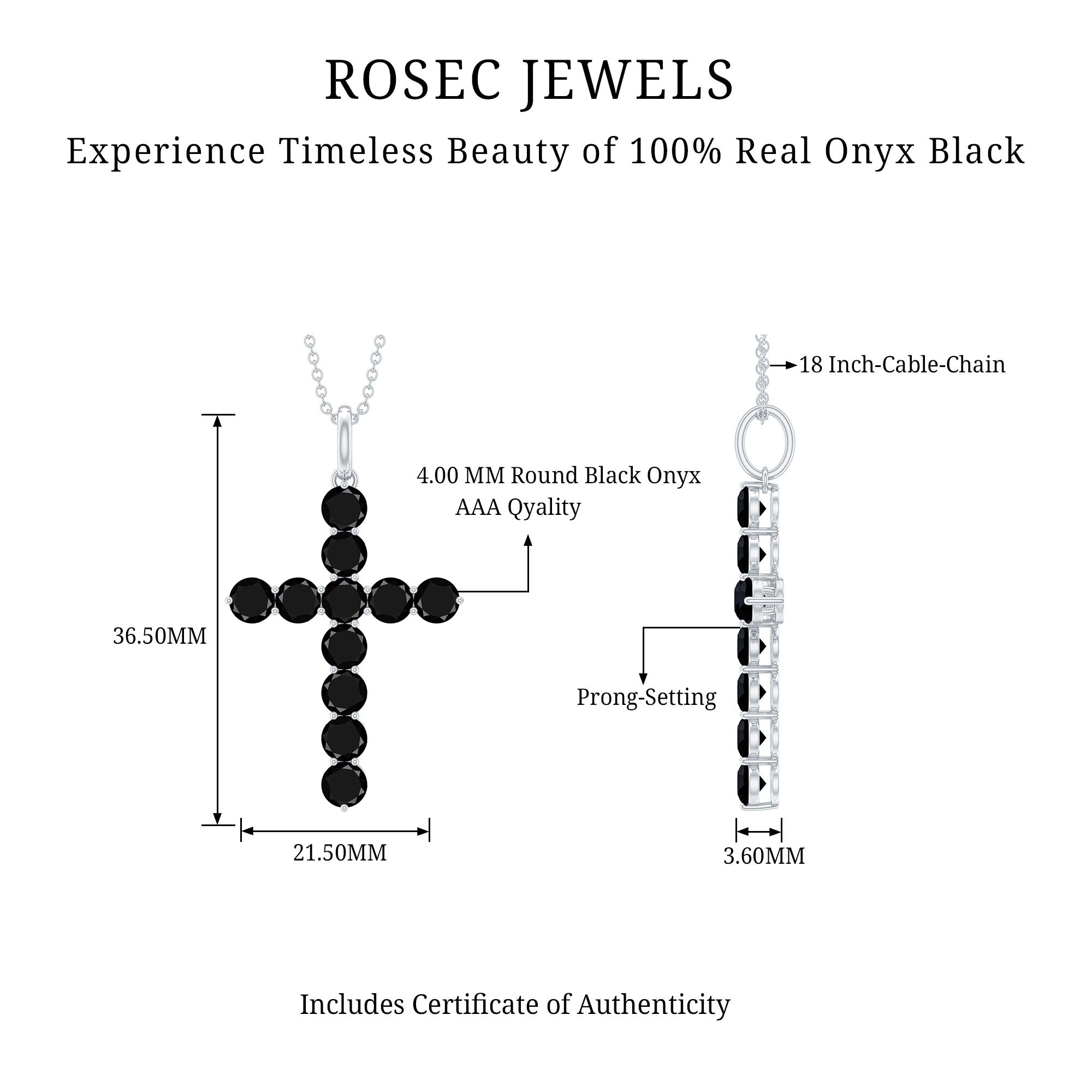 Black Onyx Cross Necklace – Elegant AAA Quality Onyx Pendant Jewelry for Women
