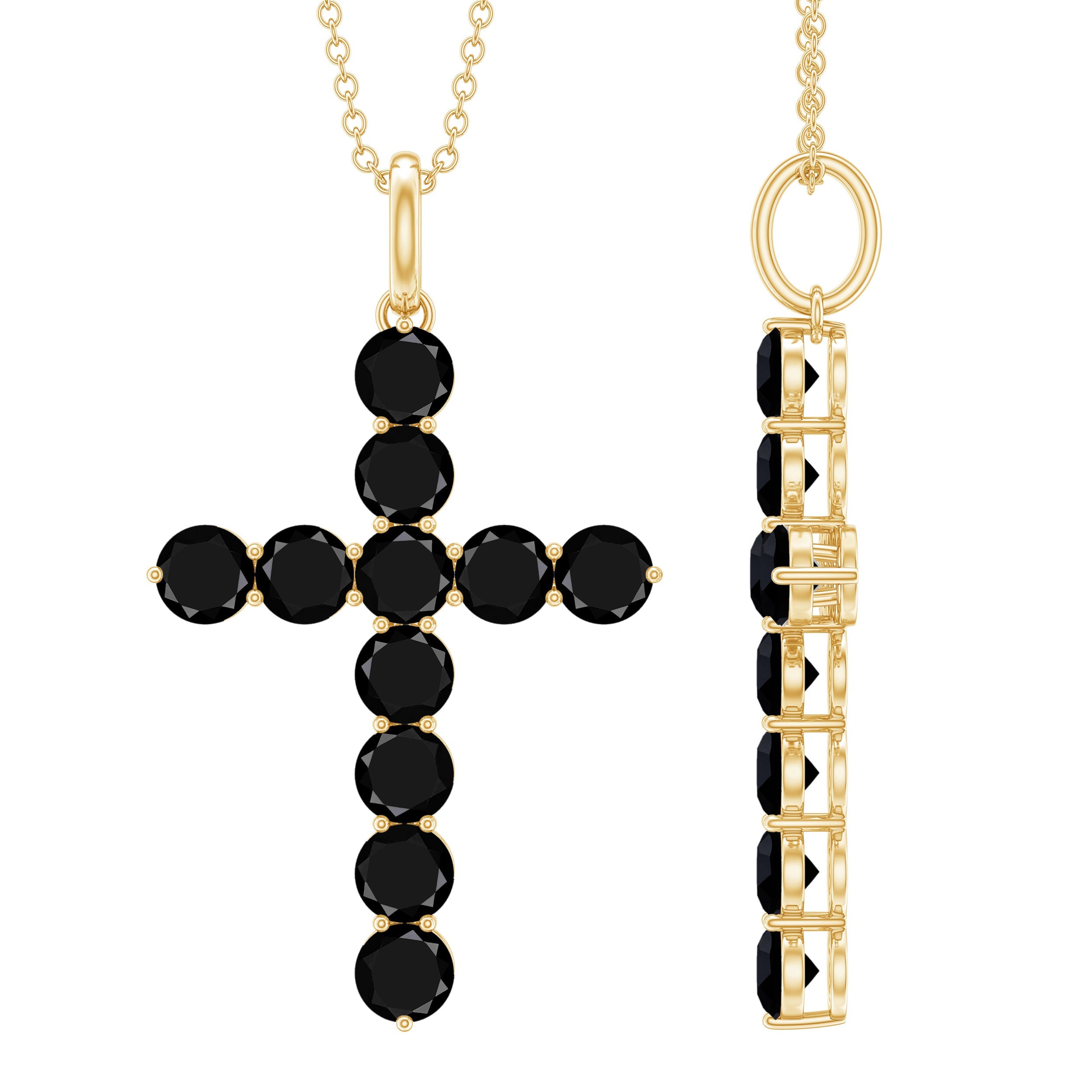 Black Onyx Cross Necklace – Elegant AAA Quality Onyx Pendant Jewelry for Women
