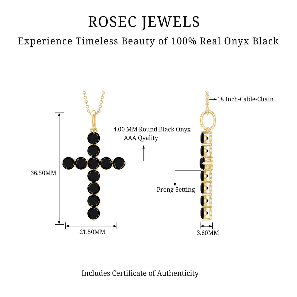 Black Onyx Cross Necklace – Elegant AAA Quality Onyx Pendant Jewelry for Women