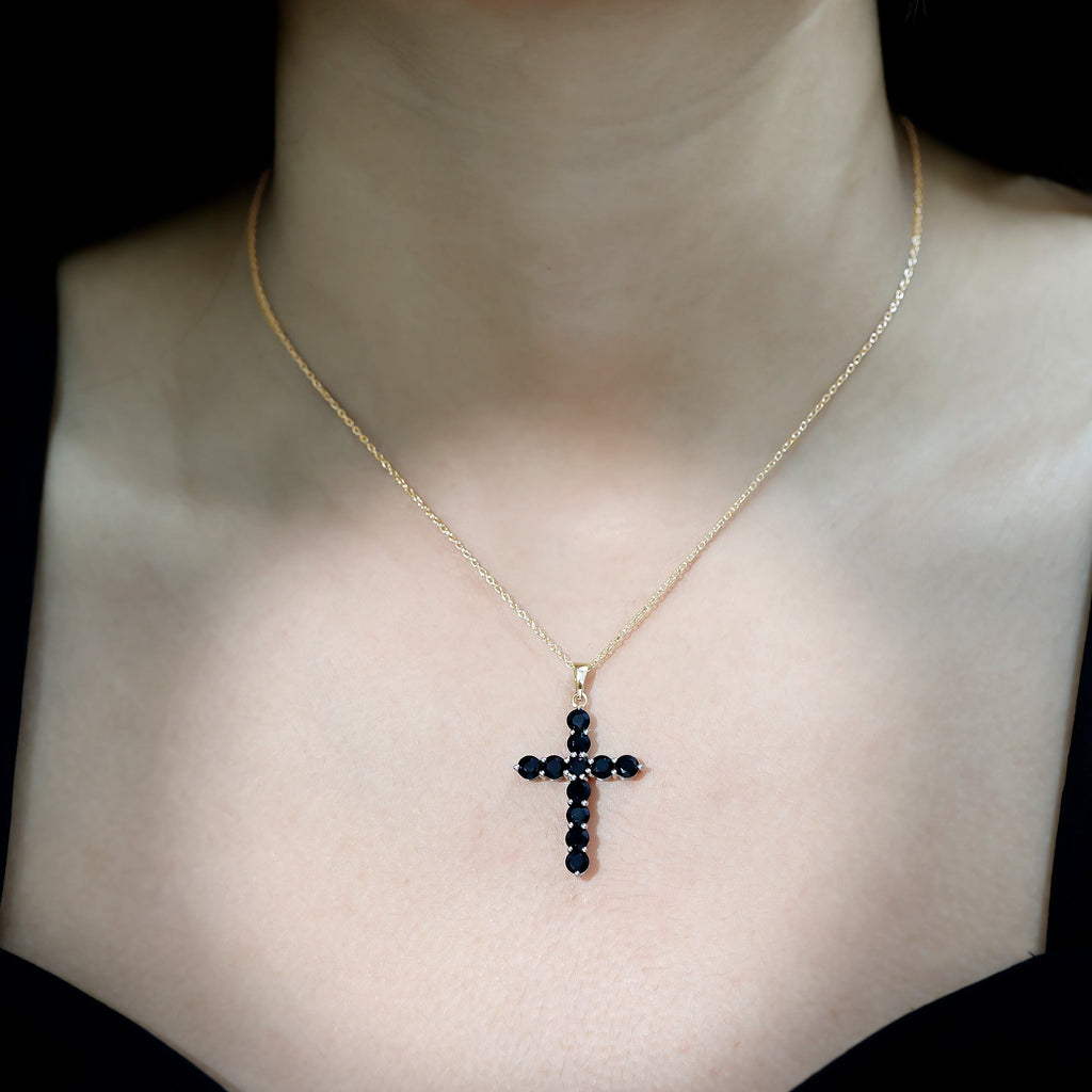 Black Onyx Cross Necklace – Elegant AAA Quality Onyx Pendant Jewelry for Women