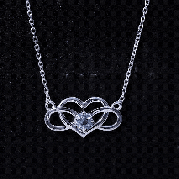 Aquamarine Infinity Necklace – Heart Pendant With AAA Quality Blue Gemstone
