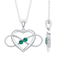 Emerald Pendant Necklace – Lab Created Infinity Heart Pendant with Round Cut Emeralds