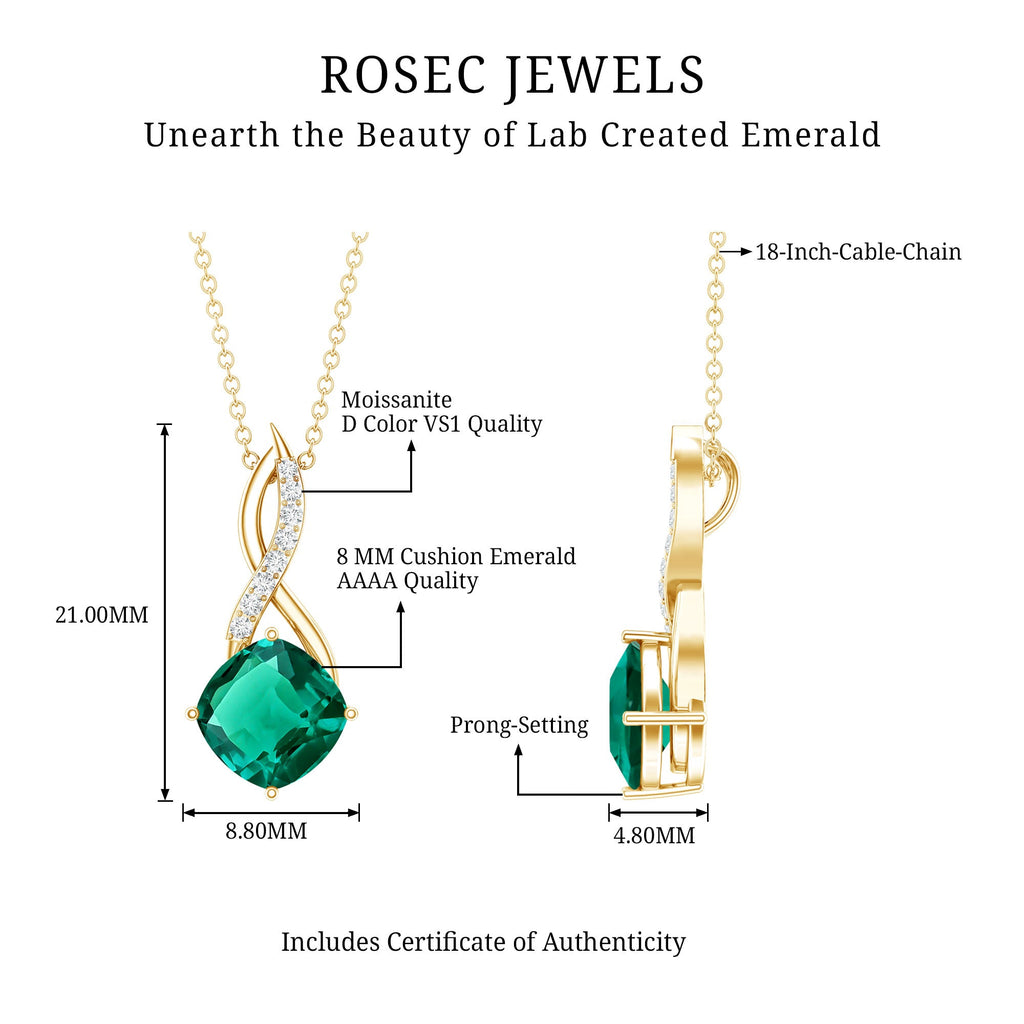 Emerald Infinity Necklace – Lab Created Emerald & Sparkling Moissanite Pendant