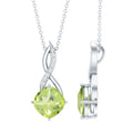 Peridot Infinity Necklace – 2 Carat Cushion Cut Peridot Diamond Pendant Gift