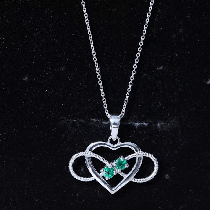 Heart Infinity Necklace – Emerald Pendant with AAA Quality Green Gemstone