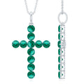 Lab Grown Emerald Necklace – Christian Cross Pendant With Cable Chain