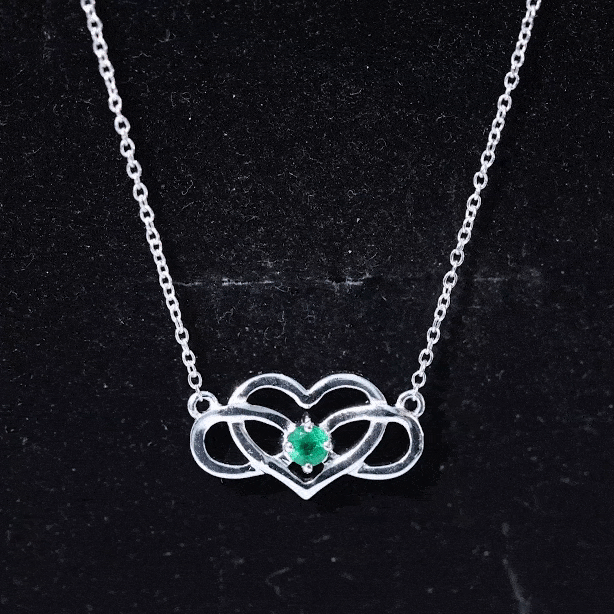 Emerald Heart Necklace – Infinity Chain Necklace With AAA Quality Emerald Stone
