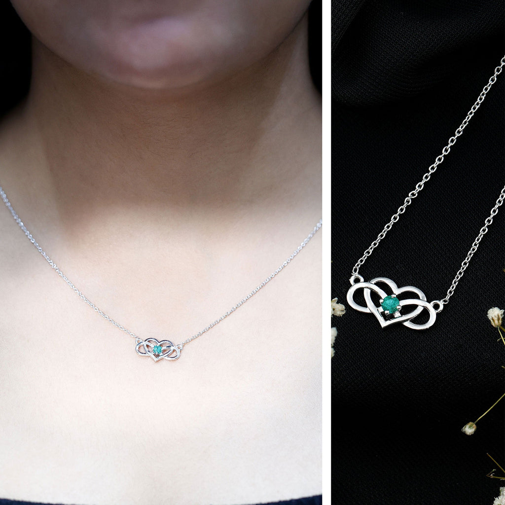 Emerald Heart Necklace – Infinity Chain Necklace With AAA Quality Emerald Stone