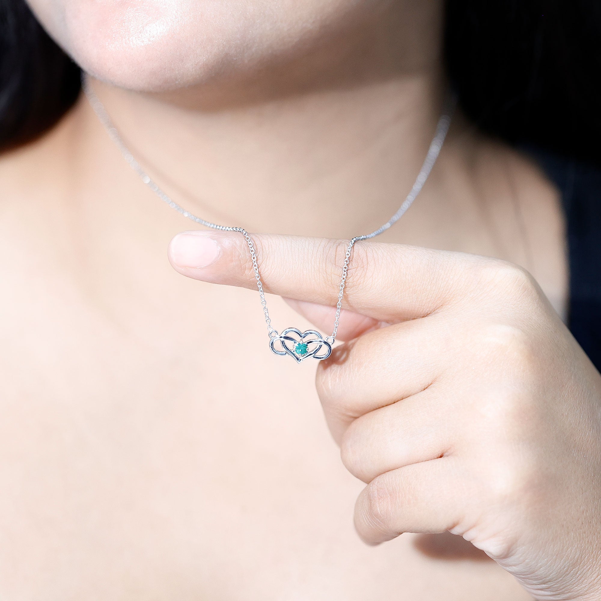 Emerald Heart Necklace – Infinity Chain Necklace With AAA Quality Emerald Stone