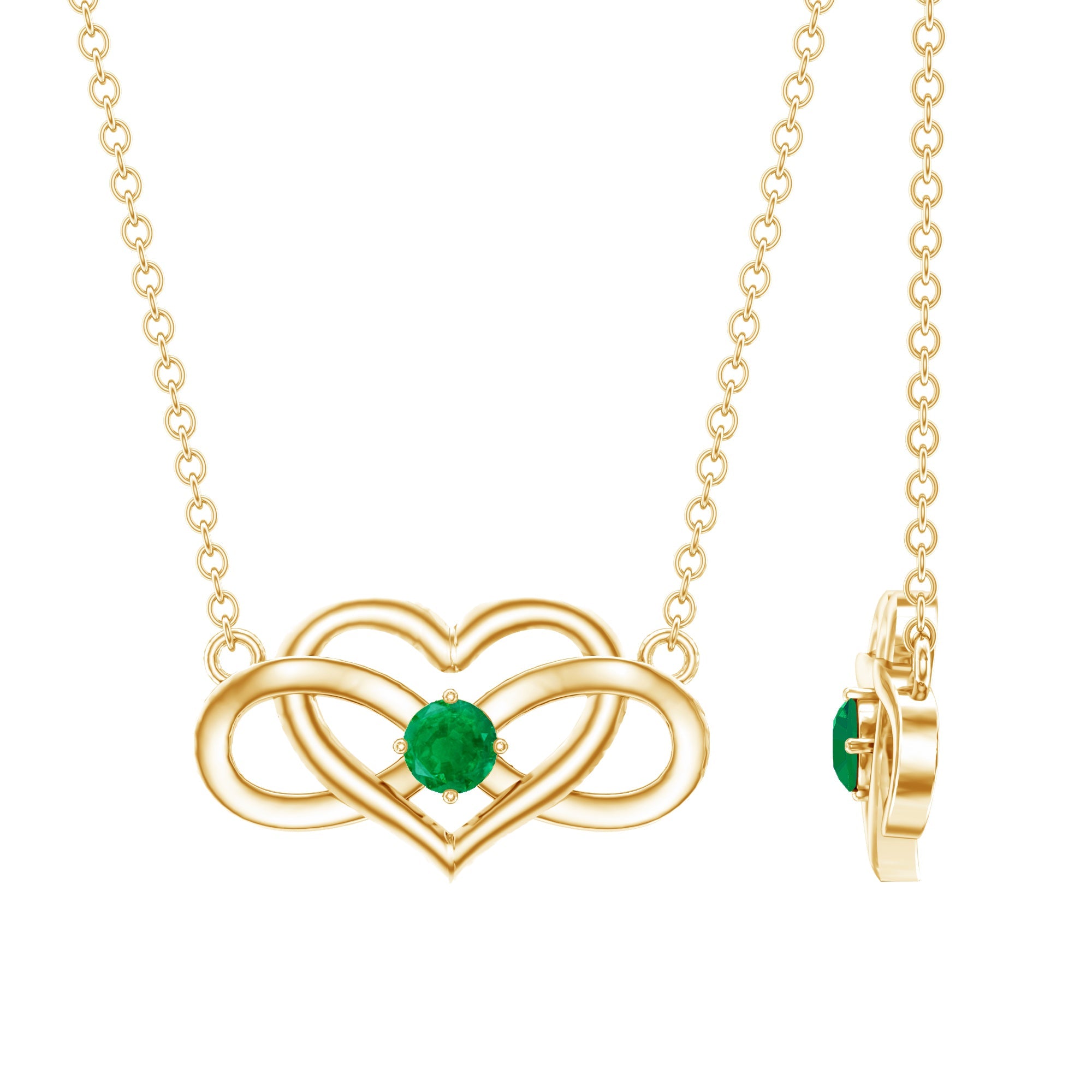 Emerald Heart Necklace – Infinity Chain Necklace With AAA Quality Emerald Stone