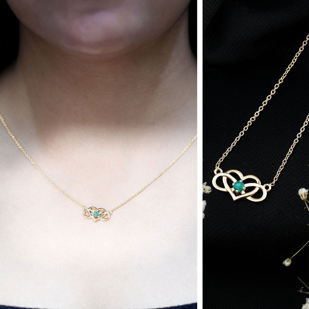 Emerald Heart Necklace – Infinity Chain Necklace With AAA Quality Emerald Stone
