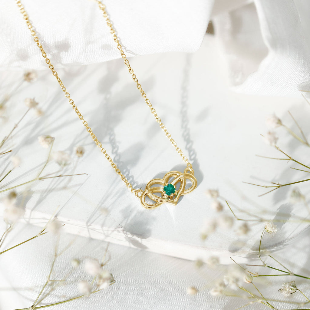 Emerald Heart Necklace – Infinity Chain Necklace With AAA Quality Emerald Stone