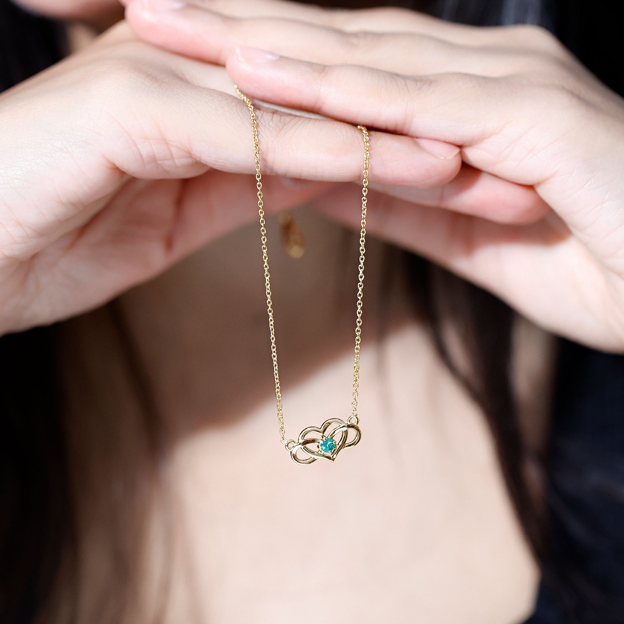 Emerald Heart Necklace – Infinity Chain Necklace With AAA Quality Emerald Stone