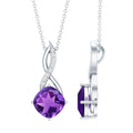 Natural 2 Carat Cushion Cut Amethyst Infinity Necklace with Diamond