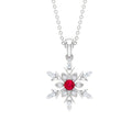 Ruby Snowflake Pendant – Lab Created Ruby With Diamond Accent In Solid Gold