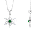 Emerald Pendant Necklace – Snowflake Design With Diamonds | AAA Quality Fine Jewelry