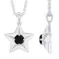 Natural Black Onyx Star Pendant Necklace for Women