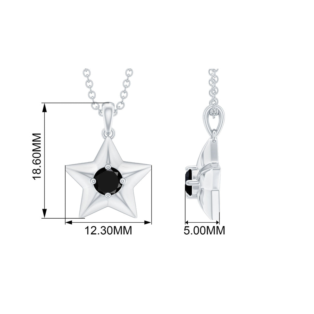 Natural Black Onyx Star Pendant Necklace for Women