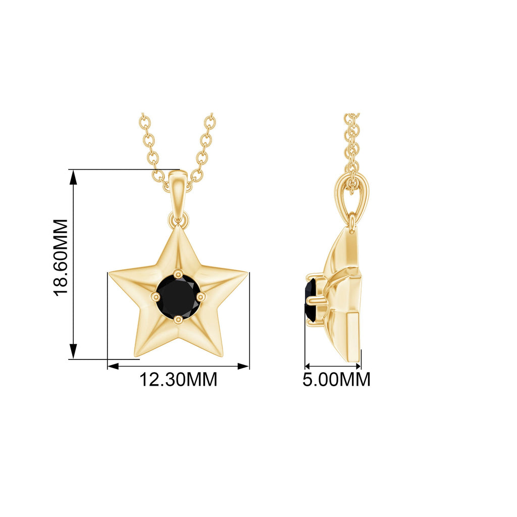 Natural Black Onyx Star Pendant Necklace for Women
